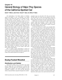General Biology of Major Prey Species of the California Spotted Owl