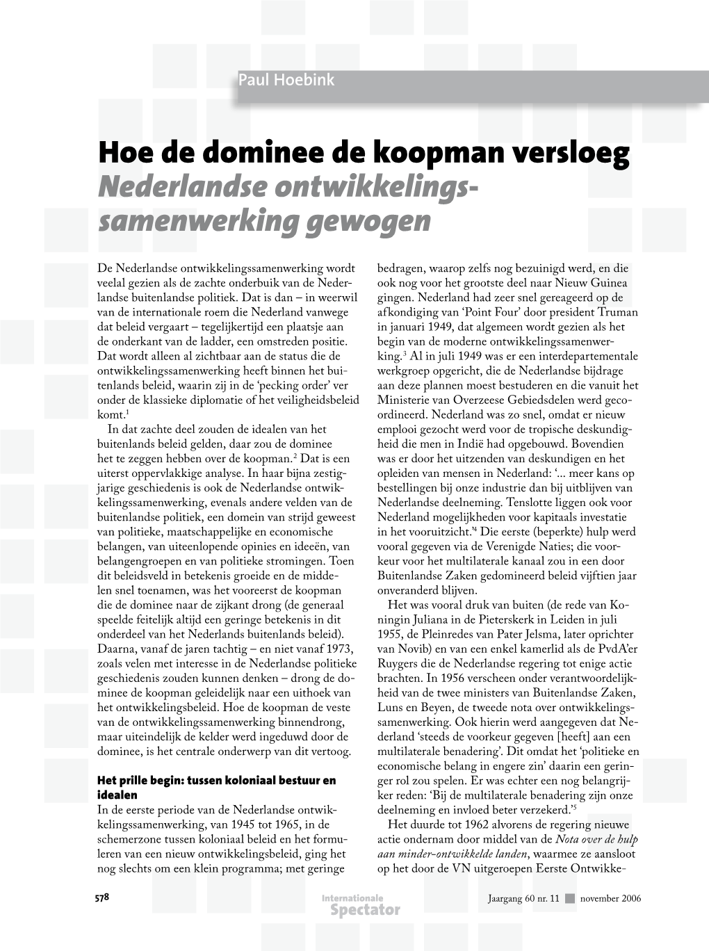 Hoe De Dominee De Koopman Versloeg Nederlandse Ontwikkelingssamenwerking Gewogen