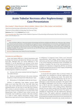Acute Tubular Necrosıs After Nephrectomy: Case Presentatıon