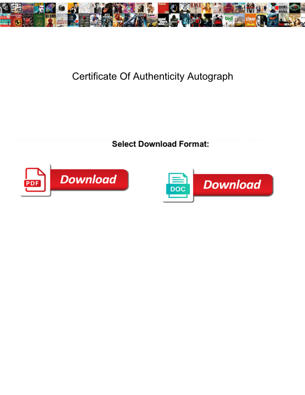 Certificate of Authenticity Autograph