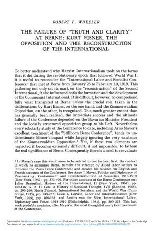 Kurt Eisner, the Opposition and the Reconstruction of the International