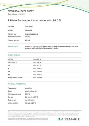 Lithium Sulfate, Technical Grade, Min. 99.0 %