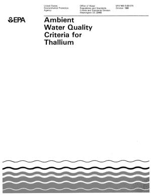 Water Quality Criteria for Thallium