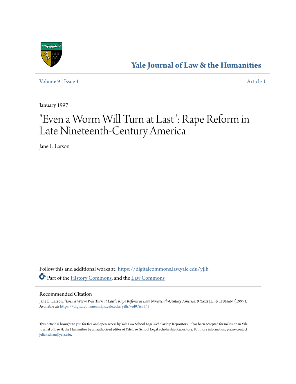 Rape Reform in Late Nineteenth-Century America Jane E