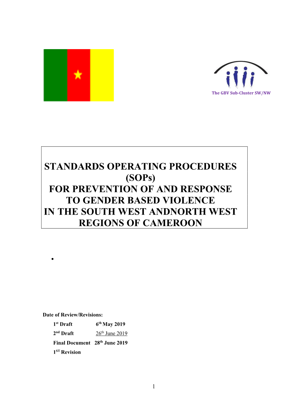 Standards Operating Procedures Sops For Prevention Of And Response To Gender Based Violence In