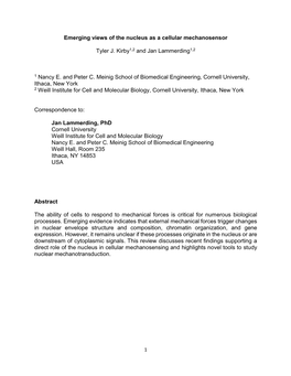 Emerging Views of the Nucleus As a Cellular Mechanosensor Tyler J