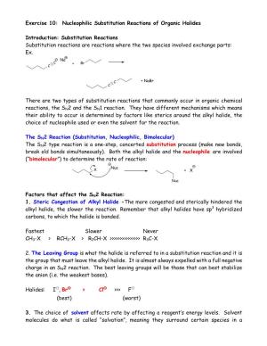 Nucleophilic Substitution Reactions of Organic Halides