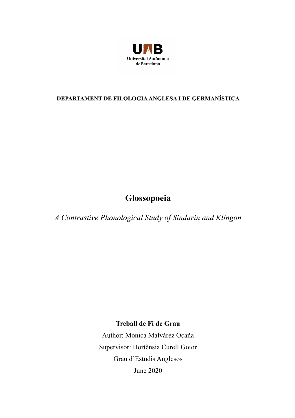 Glossopoeia a Contrastive Phonological Study Of