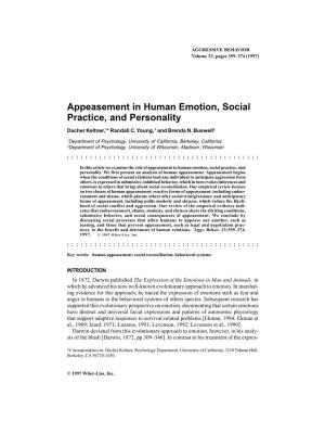 Appeasement in Human Emotion, Social Practice, and Personality
