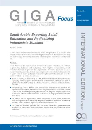 Saudi Arabia Exporting Salafi Education and Radicalizing Indonesia’S Muslims