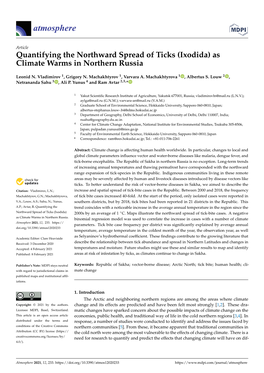 Quantifying the Northward Spread of Ticks (Ixodida) As Climate Warms in Northern Russia