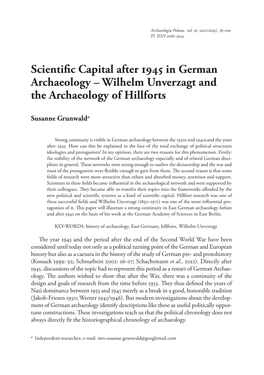 Scientific Capital After 1945 in German Archaeology – Wilhelm Unverzagt and the Archaeology of Hillforts