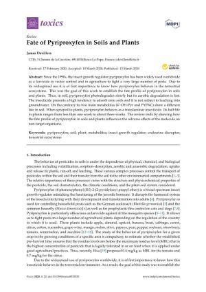 Fate of Pyriproxyfen in Soils and Plants