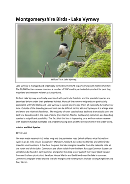 Montgomeryshire Birds - Lake Vyrnwy