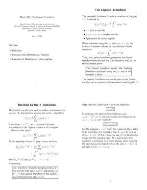 The Laplace Transform Relation to the Z Transform