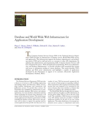 Database and World Wide Web Infrastructure for Application Development