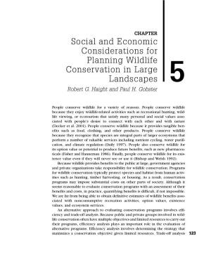 Social and Economic Considerations for Planning Wildlife Conservation in Large Landscapes 5 Robert G
