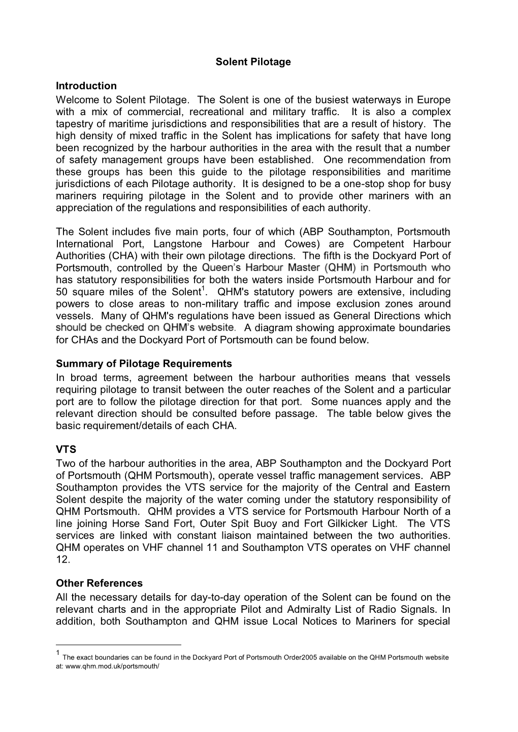 Solent Pilotage Directions