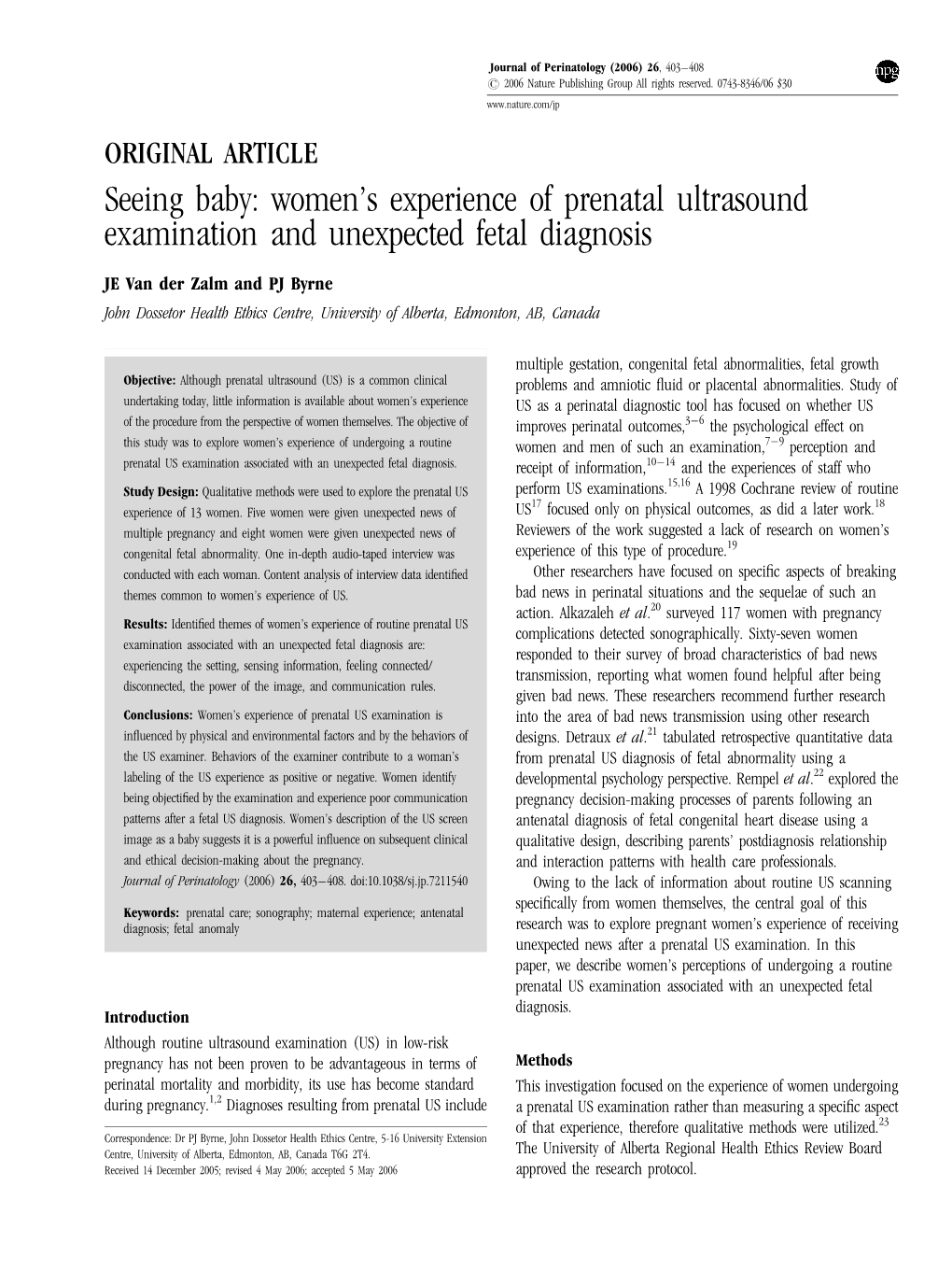 Women's Experience of Prenatal Ultrasound Examination