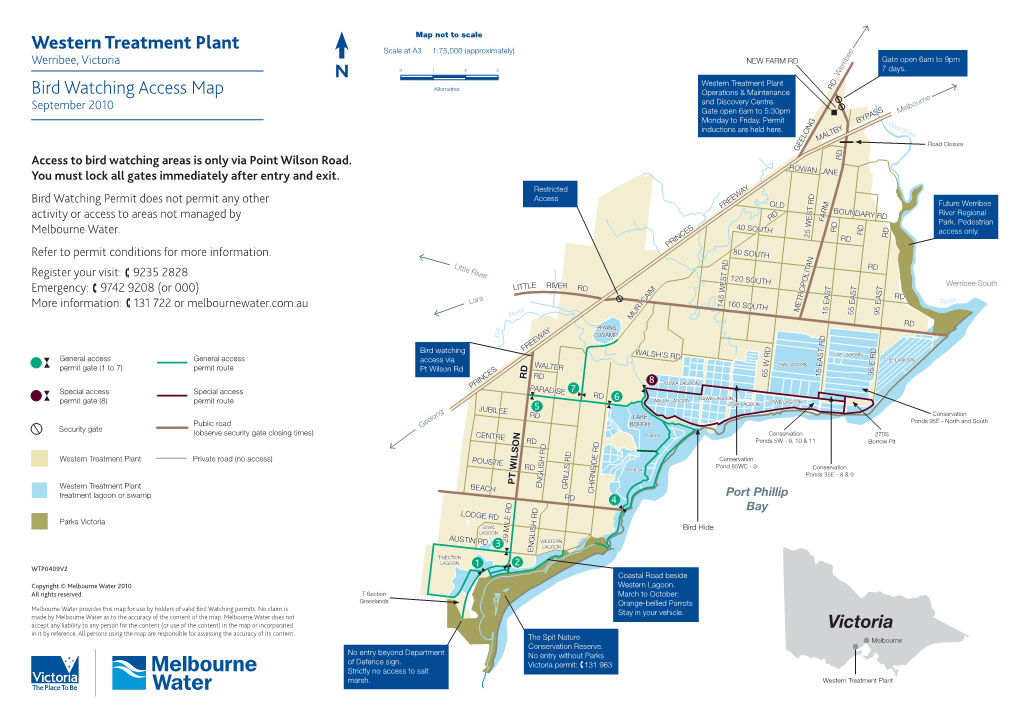 Western Treatment Plant Bird Watching Access Map N