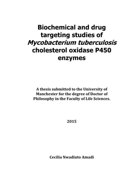 Mycobacterium Tuberculosis Cholesterol Oxidase P450 Enzymes