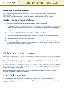 Dietary Supplements Defined Dietary Supplement Research Facts And