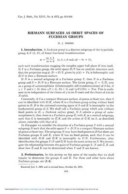 Riemann Surfaces As Orbit Spaces of Fuchsian Groups