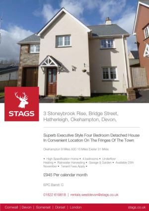 3 Stoneybrook Rise, Bridge Street, Hatherleigh, Okehampton, Devon