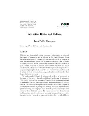 Interaction Design and Children