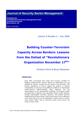 Building Counter-Terrorism Capacity Across Borders: Lessons from the Defeat of “Revolutionary Organization November 17Th”