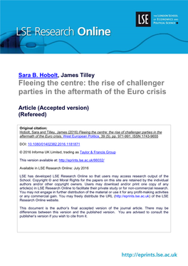 The Rise of Challenger Parties in the Aftermath of the Euro Crisis