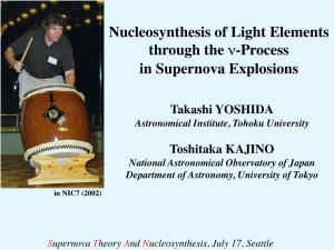 Nucleosynthesis of Light Elements Through the Ν-Process in Supernova