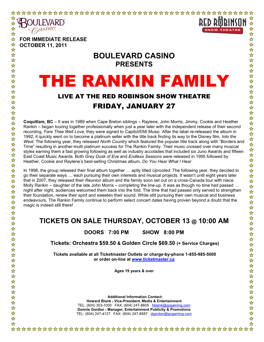 The Rankin Family Live at the Red Robinson Show Theatre