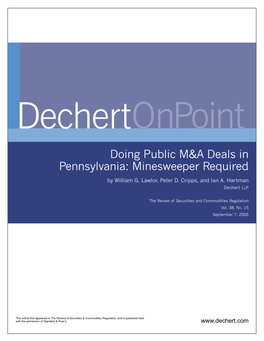 Doing Public M&A Deals in Pennsylvania