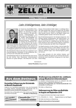 ZELL A.H. Verantwortlich: Bürgermeister Günter Pfundstein