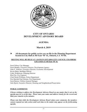 City of Ontario Development Advisory Board Agenda
