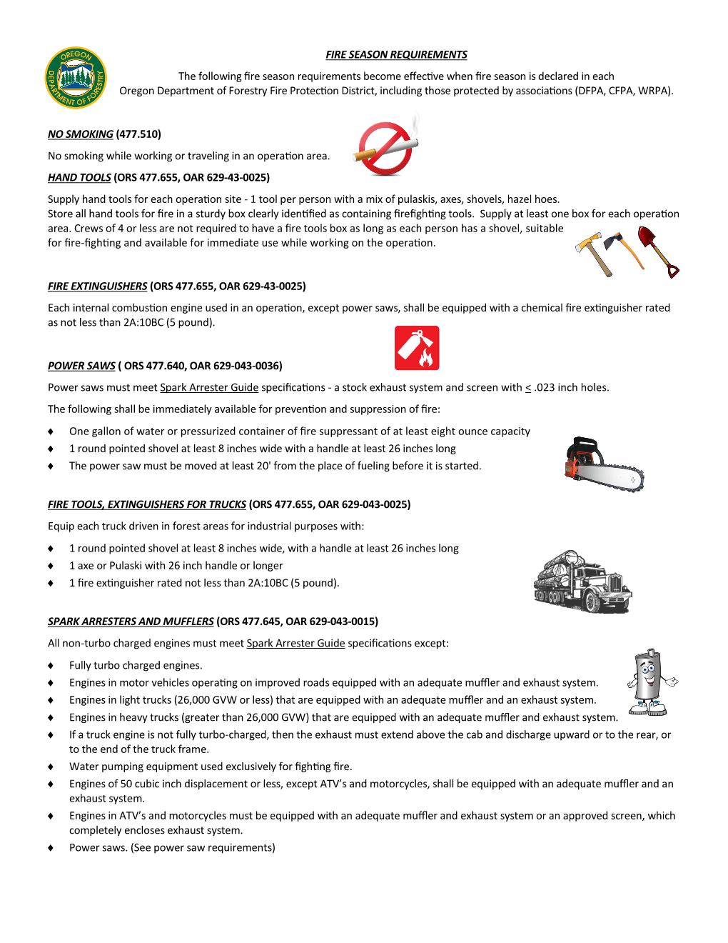 Fire Season Requirements for Industrial Operations