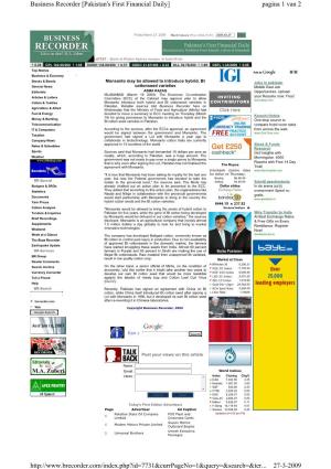 Pagina 1 Van 2 Business Recorder [Pakistan's First Financial Daily] 27