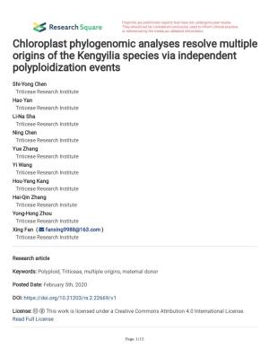 Chloroplast Phylogenomic Analyses Resolve Multiple Origins of the Kengyilia Species Via Independent Polyploidization Events