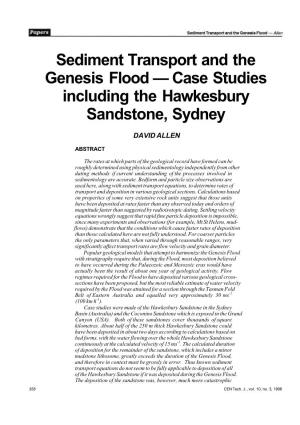 Sediment Transport and the Genesis Flood — Case Studies Including the Hawkesbury Sandstone, Sydney