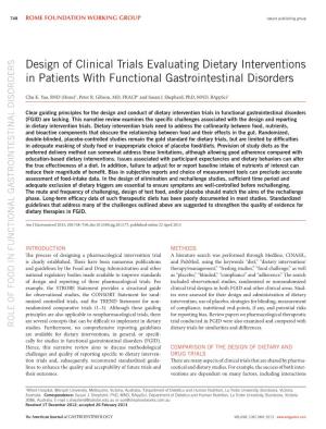 Design of Clinical Trials Evaluating Dietary Interventions in Patients with Functional Gastrointestinal Disorders