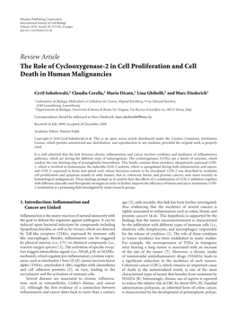 The Role of Cyclooxygenase-2 in Cell Proliferation and Cell Death in Human Malignancies