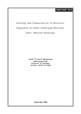 Ecology and Conservation of Mountain Ungulates in Great Himalayan National Park, Western Himalaya