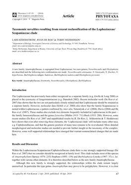 Phytotaxa, Taxonomic Novelties Resulting from Recent Reclassification of the Lophoziaceae