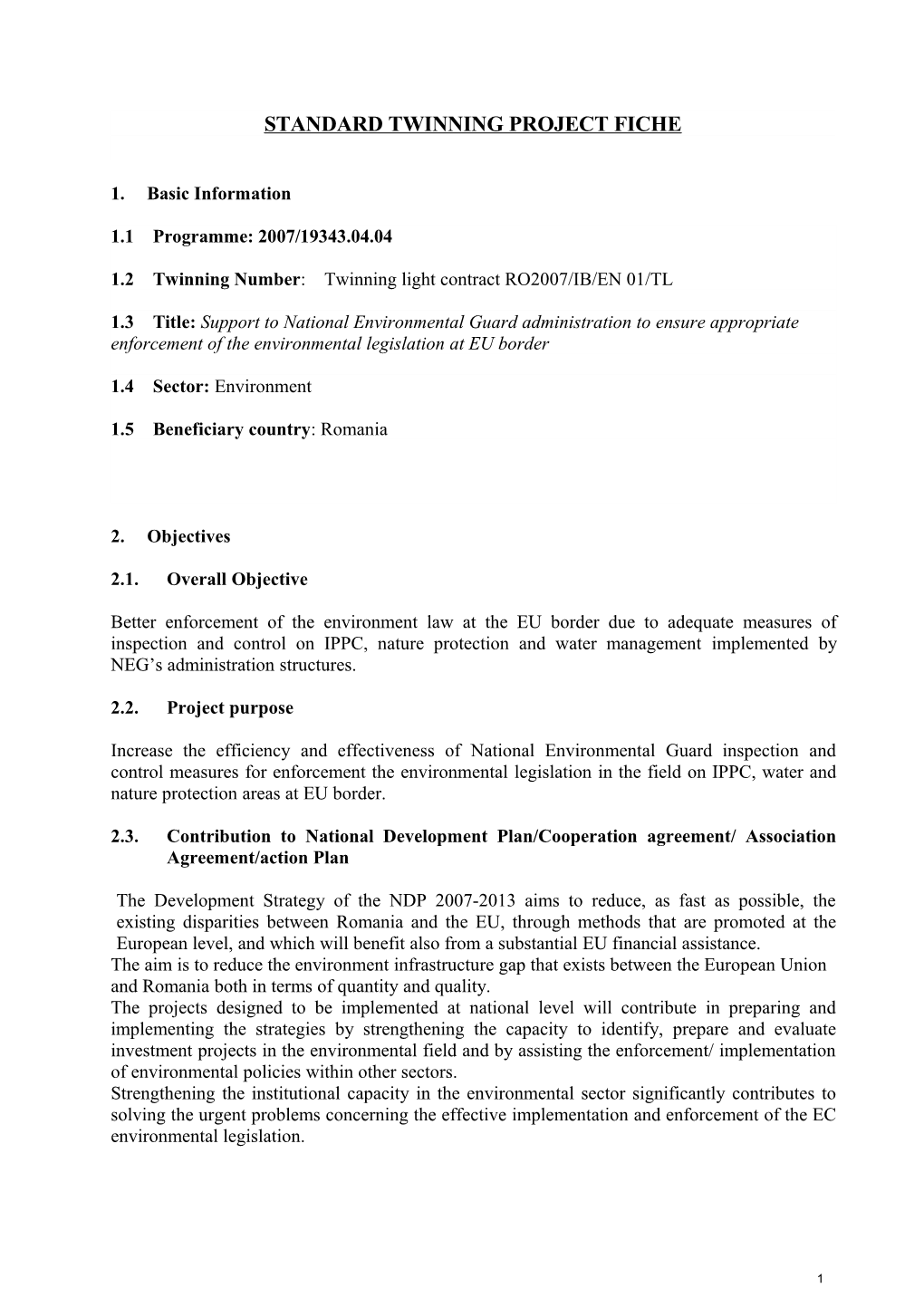 Standard Twinning Project Fiche s3