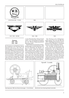 Hanomag 1905 Der Versailler Vertrag Brachte Ha - Egestorff Hatte Am 6