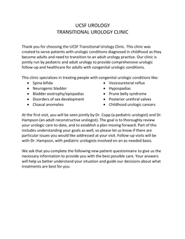 Ucsf Urology Transitional Urology Clinic