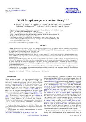 V1309 Scorpii: Merger of a Contact Binary⋆⋆⋆