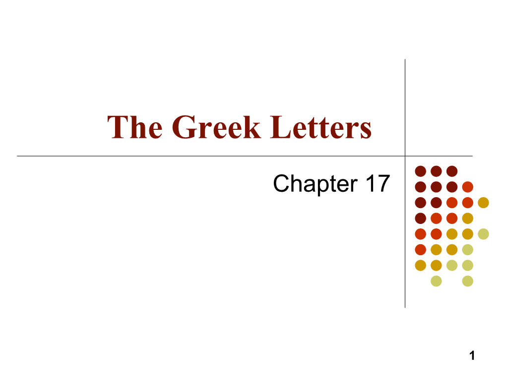 The Greek Letters