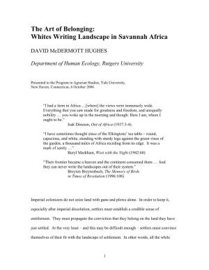 Whites Writing Landscape in Savannah Africa